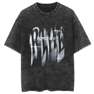 (COD) LUVORO T-Shirt ลาย เนื้อผ้านุ่มระบายอากาศดี ผู้ชายเสื้อยืด ฟอก วินเทจคอกลมแขนสั้น Oversize เสื้อยืดผ้าฟอก C760