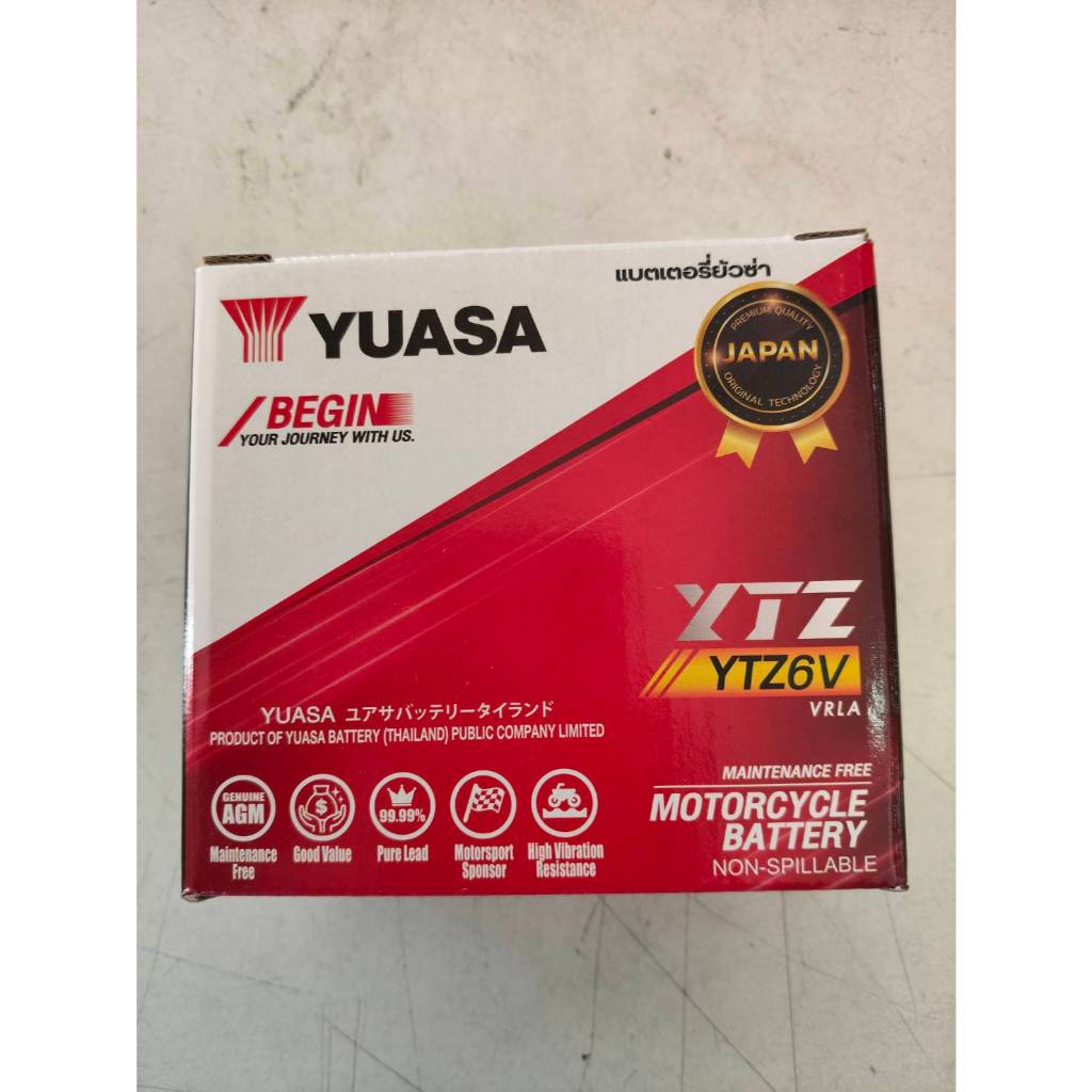 แบตเตอรี่ YUASA รุ่น YTZ6V 6แอมป์ (BTR-M12V6AD-3)**ทางร้านจะดำเนินการแกะกล่องเพื่อกระตุ้นแบต**