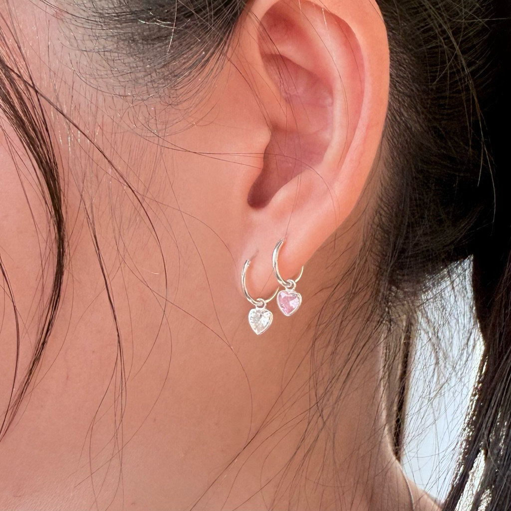 Mosusilver ต่างหูเงินแท้ silver925 (ราคาต่อคู่) ห่วงเงิน ห้อยพลอยcz ดาว หัวใจ หยดน้ำ น่ารัก ไม่ลอก ไม่แพ้ ไม่คัน รูปที่ 2
