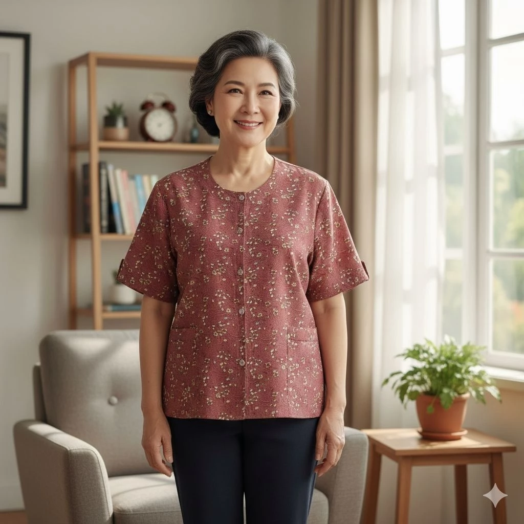 เสื้อคอกระเช้าลายดอก แขนสั้น Size M อก 40 ยาว 18 thumbnail 6