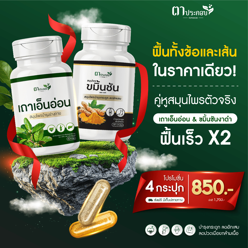 โปรลับจำกัดเวลา 4 กระปุก เถาเอ็นอ่อน+ขมิ้นชันงาดำ