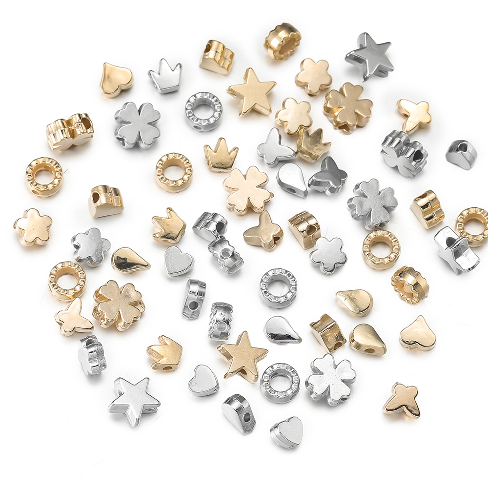 St.kunkka ลูกปัด CCB ชุบทอง/เงิน ทรงหัวใจ ดาว มงกุฎ DIY อะไหล่เครื่องประดับ สำหรับทำสร้อยข้อมือ พร้อมส่ง