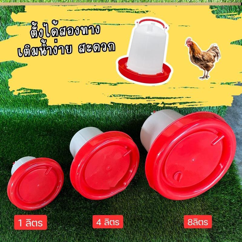 ขวดน้ำไก่ กระติกน้ำไก่ ที่ใส่น้ำไก่ ถังน้ำไก่ ขวดน้ำนก พลาสติกหนา สีแดง ขนาด ทนทาน 1.5L/2.5L/4L - รูปที่ 2