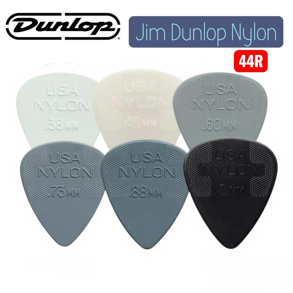 Jim Dunlop Nylon Greys 44R ขนาดความหนาหลายขนาดเนื้อวัสดุไนล่อนแข็งแรงเอกลักษณ์ของ JIM DUNLOPจับติดมือมากๆทน เหนียว