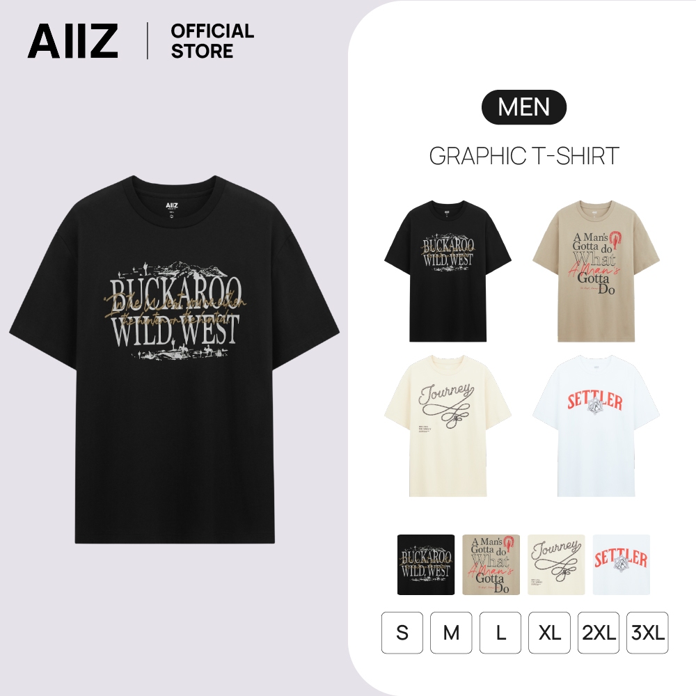 AIIZ เสื้อยืดคอกลมผู้ชาย ลายกราฟิก AIIZ Men's Graphic T-Shirt
