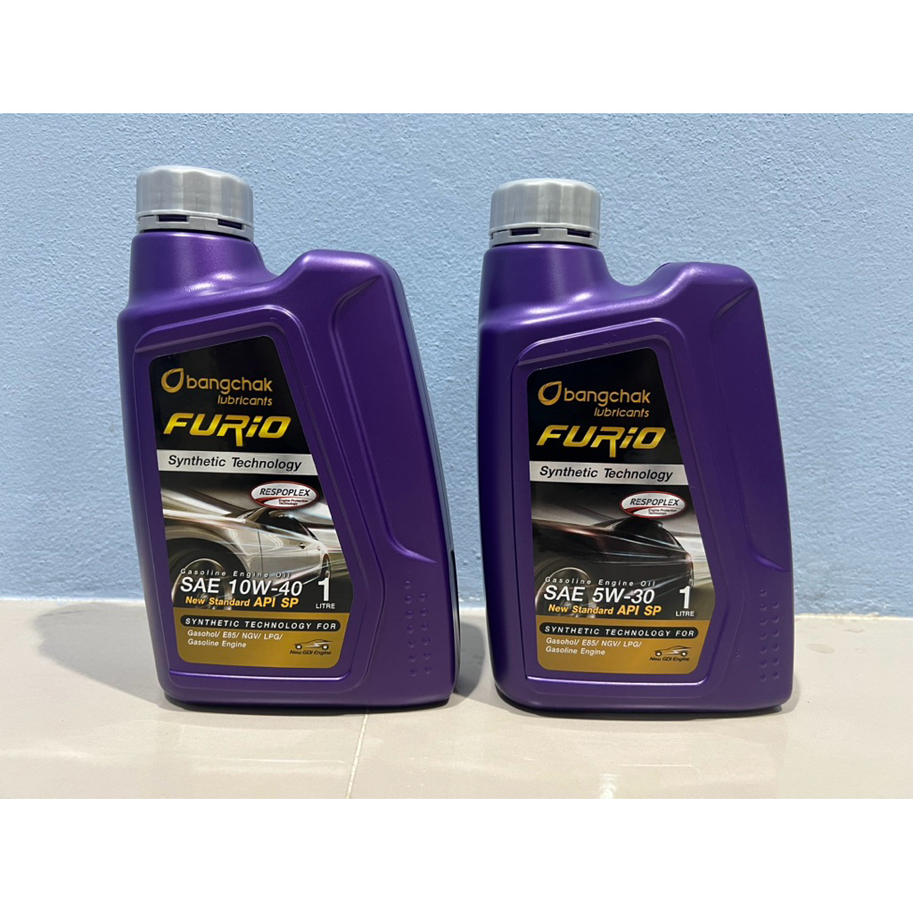 น้ำมันเครื่อง รถยนต์ เบนซิน ขนาด 1 ลิตร บางจาก furio sae 10w-40 5w-30