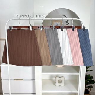 กระโปรงทรงเอลายริ้วซับในกางเกงXS-5XL