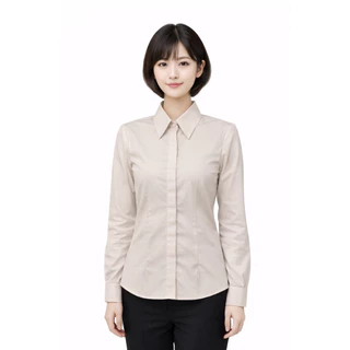 เสื้อเชิ้ดเเขนยาวทำงานเข้ารูปผ้าร่องปี้เก้ทรงสุภาพจร้า6สีจร้า