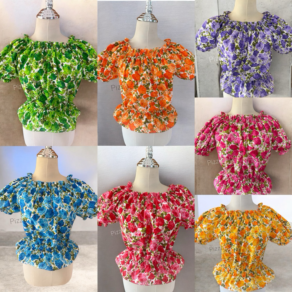 เสื้อลายดอกเสื้อทองกวาวแขนนตุ๊กตาสีสวยมากสำหรับผู้หญิง(ขนา รูปที่ 7