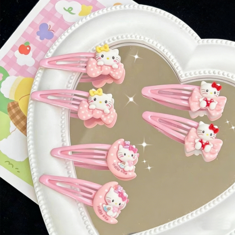 กิ๊บติดผมรูปโบว์แมวน่ารัก กิ๊บติดผมรูปแมวน้อยพระจันทร์ กิ๊บติดผมหน้าม้าสีชมพูหวานๆ ทันสมัย