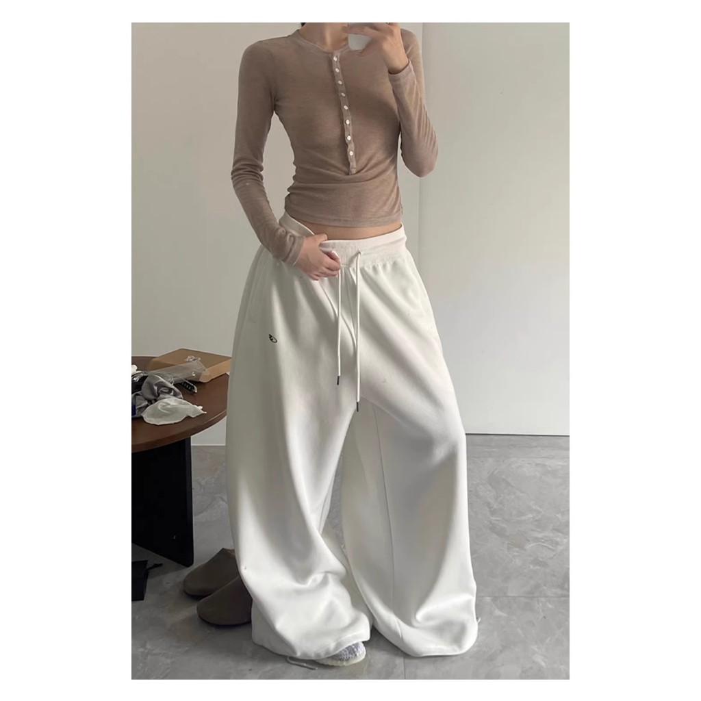 Beryl กางเกงขากว้างผู้หญิง กางเกงขายาวใส่สบายๆ ทรงหลวม สวมใส่สบาย สไตล์สปอร์ต รูปที่ 3