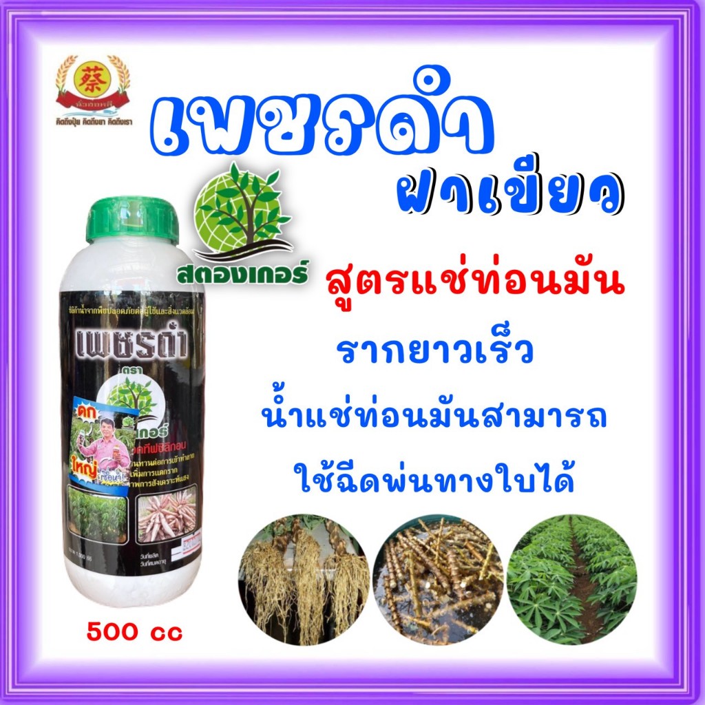 เพชรดำ แช่ท่อน มันสำปะหลังเร่งราก *ฝาเขียว*  ขนาด 1 ลิตร