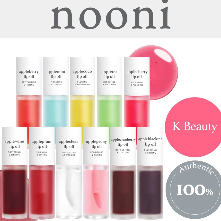 NOONI Vegan Lip Oil 3 สูตร Appleberry&Applepeony&Appleplum ปากชุ่มชื้นชัดเจน ไม่เหนียวเหนอะหนะ