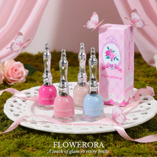 FLOWERORA (โทนนู้ด) สีทาเล็บกึ่งเจล ไม่ต้องอบ ไม่มีกลิ่นฉุน ทาในห้องแอร์ได้