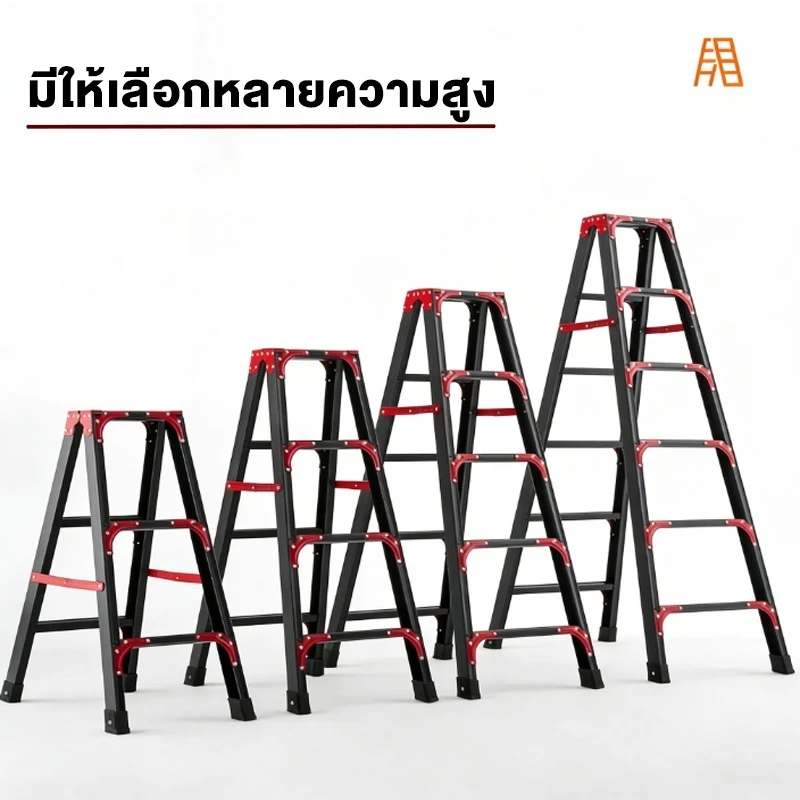 บันไดพับได้ อลูมิเนียมอัลลอย รับน้ำหนัก 1000KG สูง 1.2-2.8m thumbnail 3