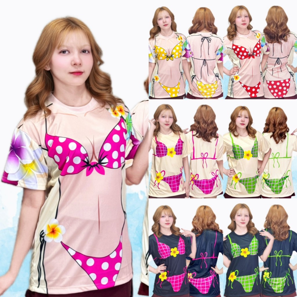 เสื้อยืดพิมพ์ลาย ลายบิกีนี่ ลายทูพีซ เเขนสั้น เนื้อผ้าไมโครเกรดพรีเมี่ยม