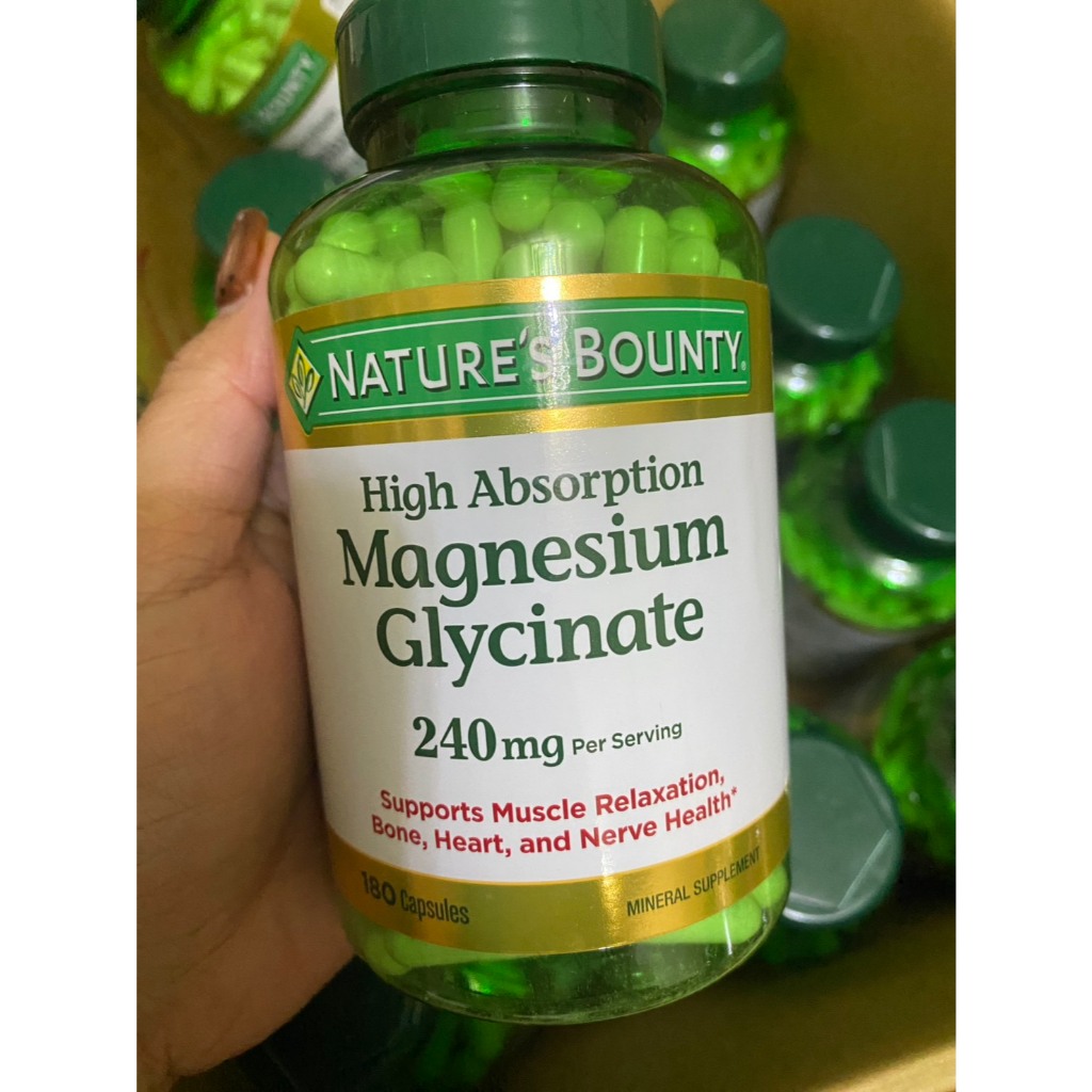 EXP 10/2028 Nature's Bounty Magnesium Glycinate 240 mg ขนาด 180 แคปซูล รับประทานวันละ 2 แคปซูล พร้อม