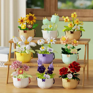 พร้อมส่งในไทย 🚚 ตัวต่อนาโนดอกไม้ กระถางดอกไม้จิ๋ว ของแต่งโต๊ะ DIY Flower - Mini Potted Plant Puzzle Building Blocks