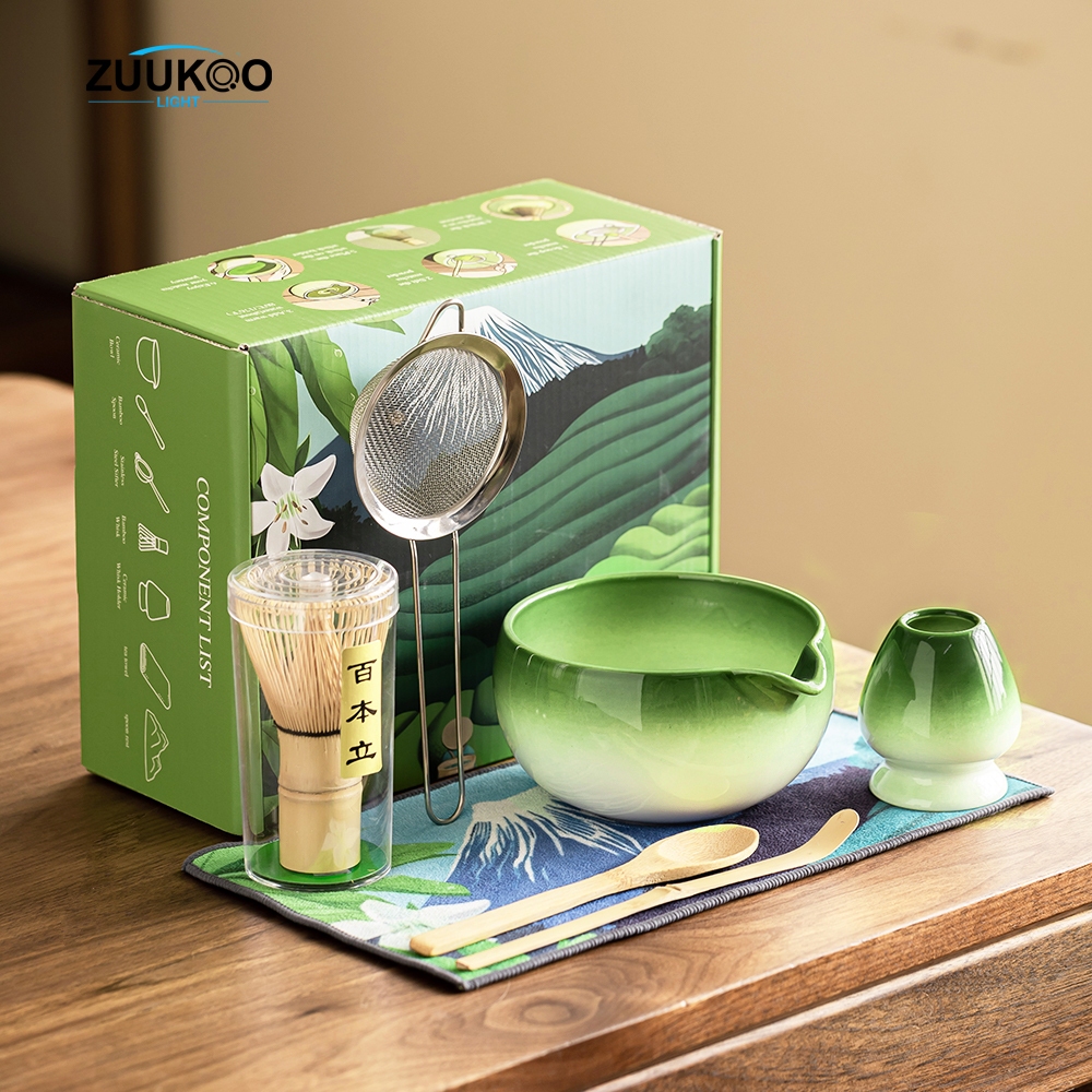 Zuukoo ชุดชงมัทฉะสไตล์ญี่ปุ่น 5/7 ชิ้น พร้อมแก้วชาและอุปกรณ์ชงชา สำหรับนักดื่มที่ชอบความคลาสสิค