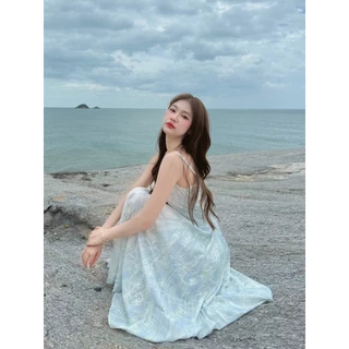 Girlonclouds Aurora bloom dress 🦢🪽🫧เดรสสายเดี่ยวกระโปรงยาว ออกงาน ออกเดท ไปทะเล ไปคาเฟ่