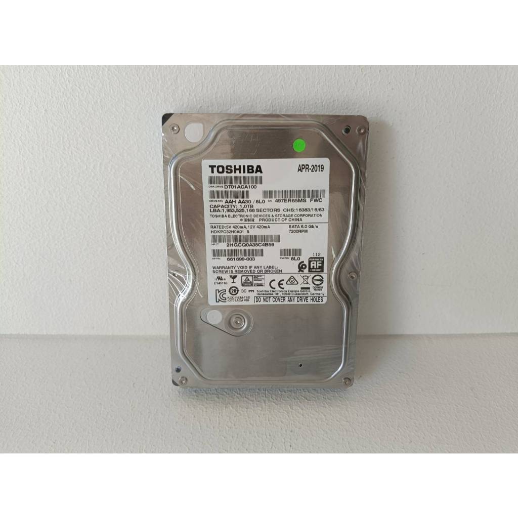 ฮาร์ดดิส HDD พีซี Toshiba รุ่น (Model) DT01ACA100 ความจุ 1TB เขียวทั้งลูก พร้อมใช้งาน ปก.1เดือนเต็ม 