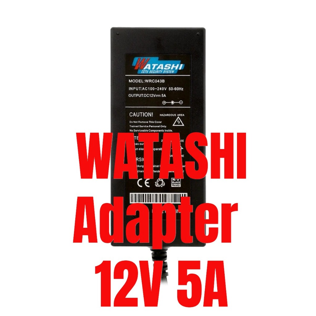 เทียบ WATASHI WRC043B CCTV Adapter 12V 5A ใช้กับกล้องและ DVR หัวขนาด 5.5*2.1mm. หรือ Delta แท้