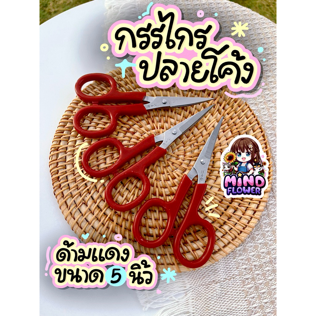 กรรไกรปลายโค้ง สีเขียว ขนาด 13 cm. ใช้สำหรับตัดริ้บบิ้นและงานประดิษฐ์ ชิ้นเล็ก (พร้อมส่ง)