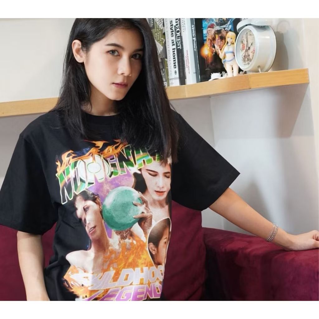 QUITEWELL เสื้อยืดแขนสั้น 156 NONGNATT BLACK เสื้อผู้ชาย Oversize สกรีนลาย สีดำ วินเทจ น้องแนท