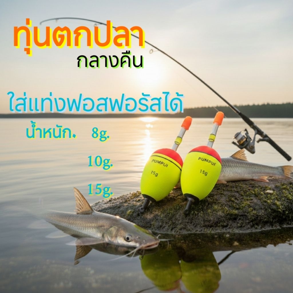 ทุ่นลอย PUMPUI ทุ่นตกปลา กลางคืน ใส่เเท่งฟอสฟอรัสได้