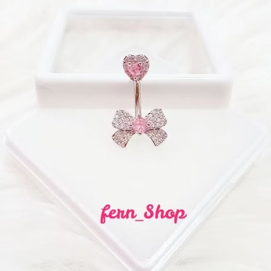 จิวสะดือ🎀โบว์🎀 สเเตนเลสเเท้ 316L ใส่อาบนํ้าได้ คนเเพ้ง่ายใส่ได้ สวยหรูน่ารัก มีของเเถม🎁พร้อมส่งค่ะ❤️