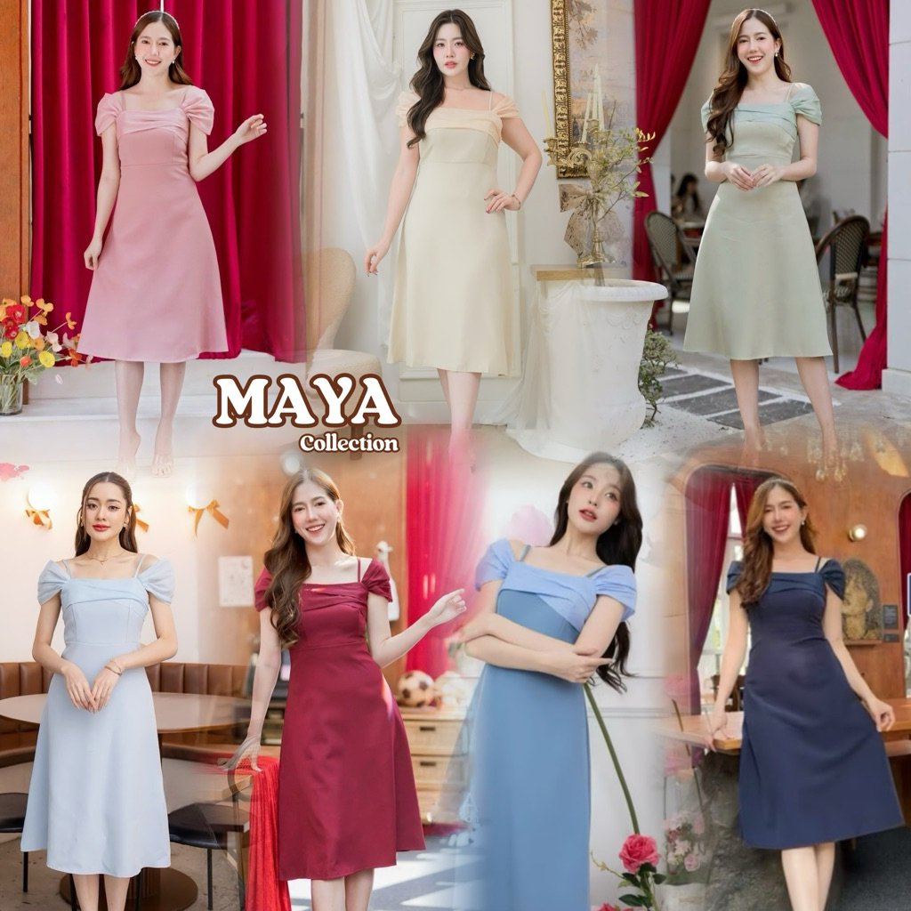 G102 s-3xl ชุดเดรสสั้นออกงาน ชุดเดรสไปงาน เดรสเพื่อนเจ้าสาว ปิดแขนแต่งระบายออแกนดี้ ใส่ได้หลายโอกาส