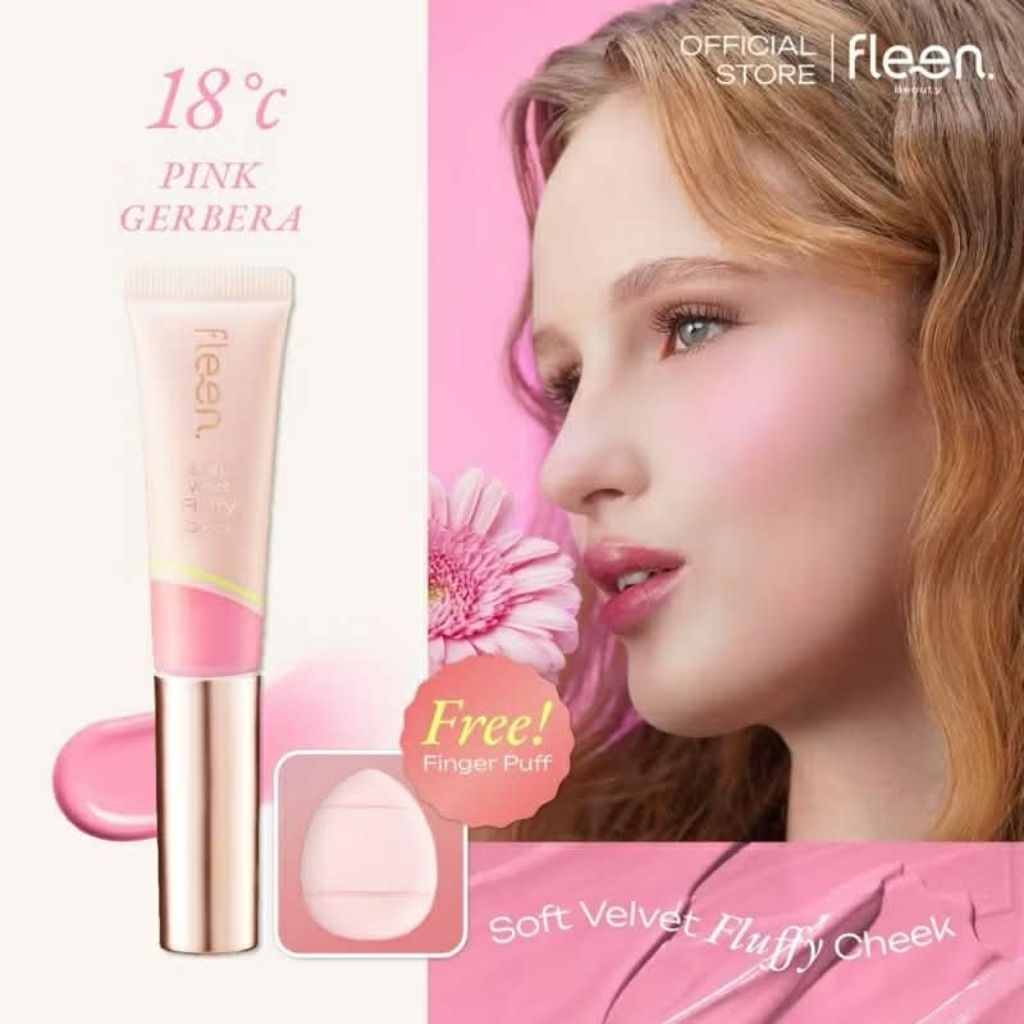 (หมด 27/03/2026) Fleen Beauty Soft Velvet Fluffy Cheek เบอร์ Pink Gerbera ฟลีนบิวตี้ บลัชออน เนื้อละ