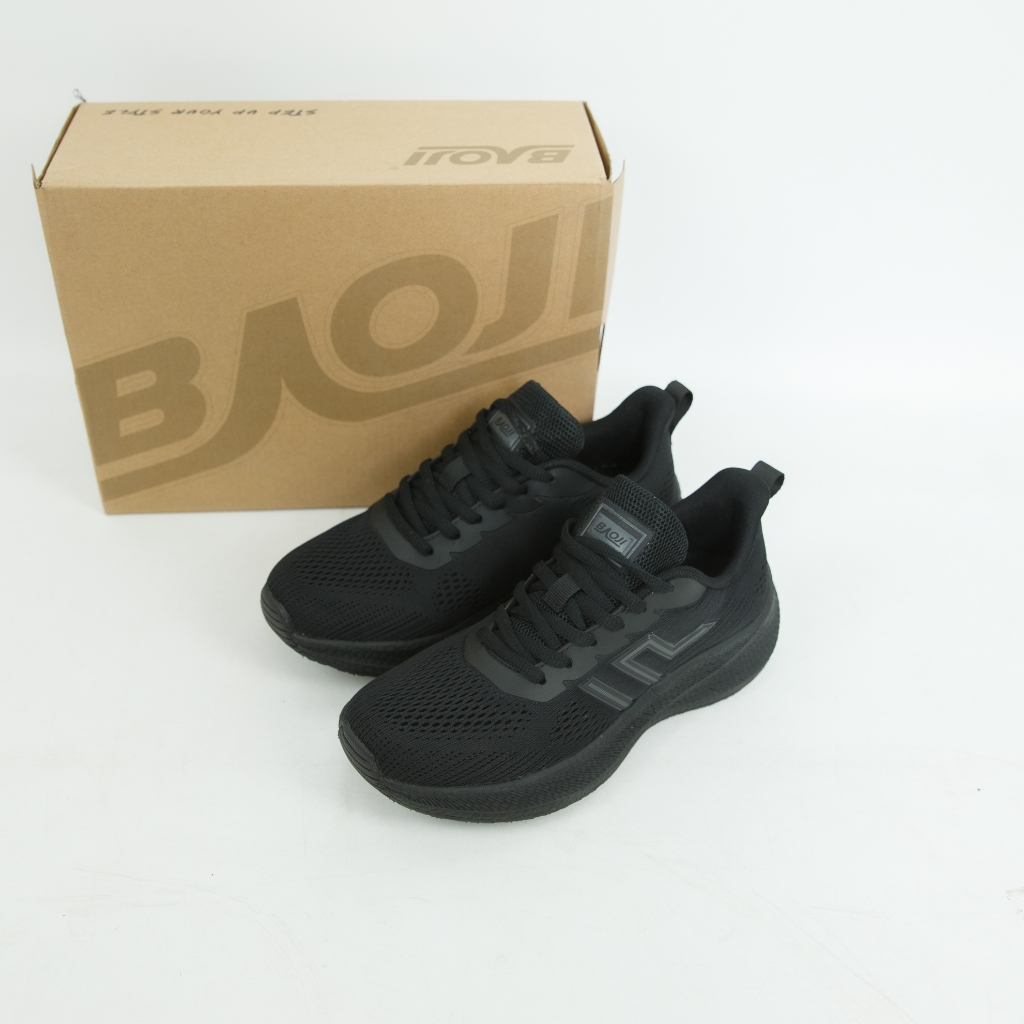 (ฟรี1ถุงเท้า) รองเท้าผ้าใบ Baoji (บาโอจิ) BJW1122 ดำล้วน รองเท้าใส่ทำงาน พื้นนิ่ม ใส่ยืนนานๆไม่ปวดเท