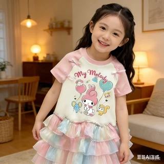 BB164 ชุดเดรสพาสเทล My Melody น้องหนูน่ารัก สดใสสุดๆ งานฟรุ้งฟริ้ง ผ้านุ่ม ใส่สบาย งานดีคุ้มค่า น้องใส่น่ารักมาก
