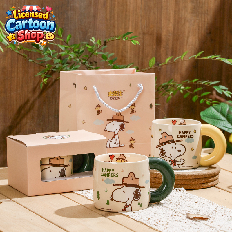 【ของแท้】สนูปปี้ Snoopy แก้วเซรามิค 460ml พร้อมกล่อง & ถุงของขวัญ ลายน่ารัก ใช้ทุกวัน ของขวัญวันเกิด