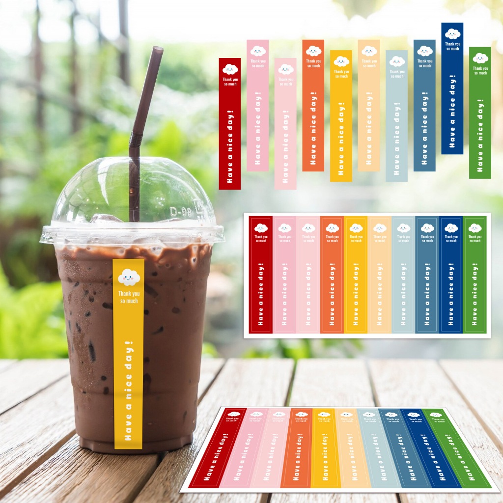 สติกเกอร์เเบบคาด สติกเกอร์ติดสินค้า 100 ดวง คาดขวดได้ พร้อมกัน มีปลายทาง ส่งฟรี