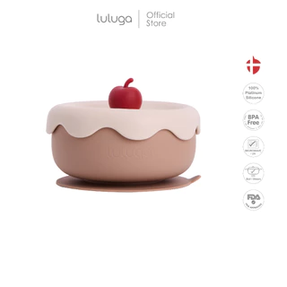 Luluga ชามซิลิโคนเด็ก รุ่น Ice Cream ชามดูดติดโต๊ะ Platinum Silicone มีฝาปิดกันหก BPA Free สำหรับเด็ก 6 เดือน + BLW