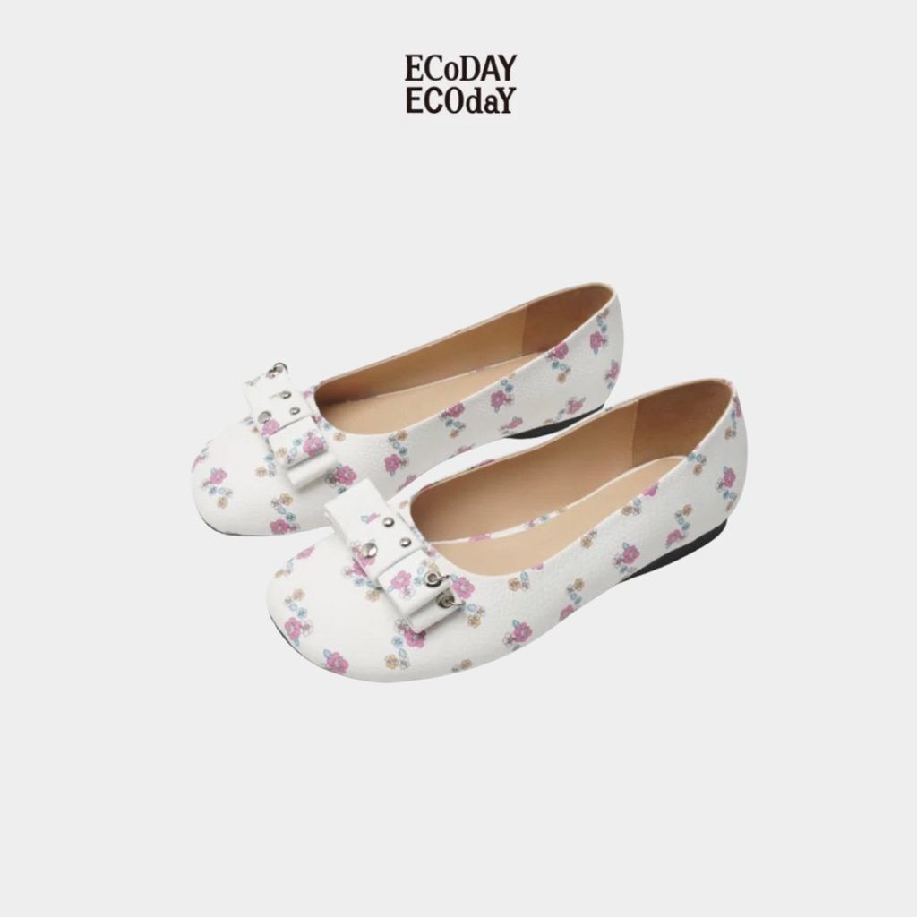 ECODAY Bow Ballet Flat Flower Shoes