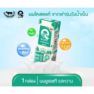 นม Q-Life นมโค นมยูเอชที 180 ml (36 กล่อง/ลัง) รสจืด รสช็อกโกแลต รสหวาน