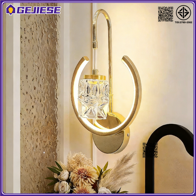 GEJIESE 3สี ไฟติดผนัง LED คริสตัลไฟติดผนัง  ของแต่งห้อง ของแต่งบ้าน  ไไฟหัวเตียง ไฟห้องนอน แบบมินิมอล ไฟกลางคืน คมไฟผนัง