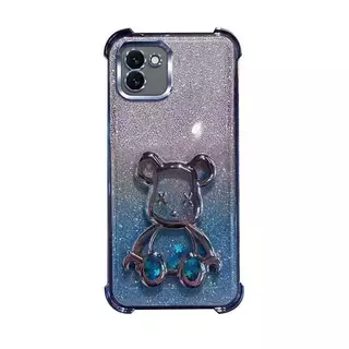 เคส หมี น่ารัก สำหรับ Samsung A07 A08 A06 4G 5G A05 A12 A02S A03S หมีตู้น้ำ กากเพชร สุดหรู ฟรุ้งฟริ้ง กันมุมกล้อง