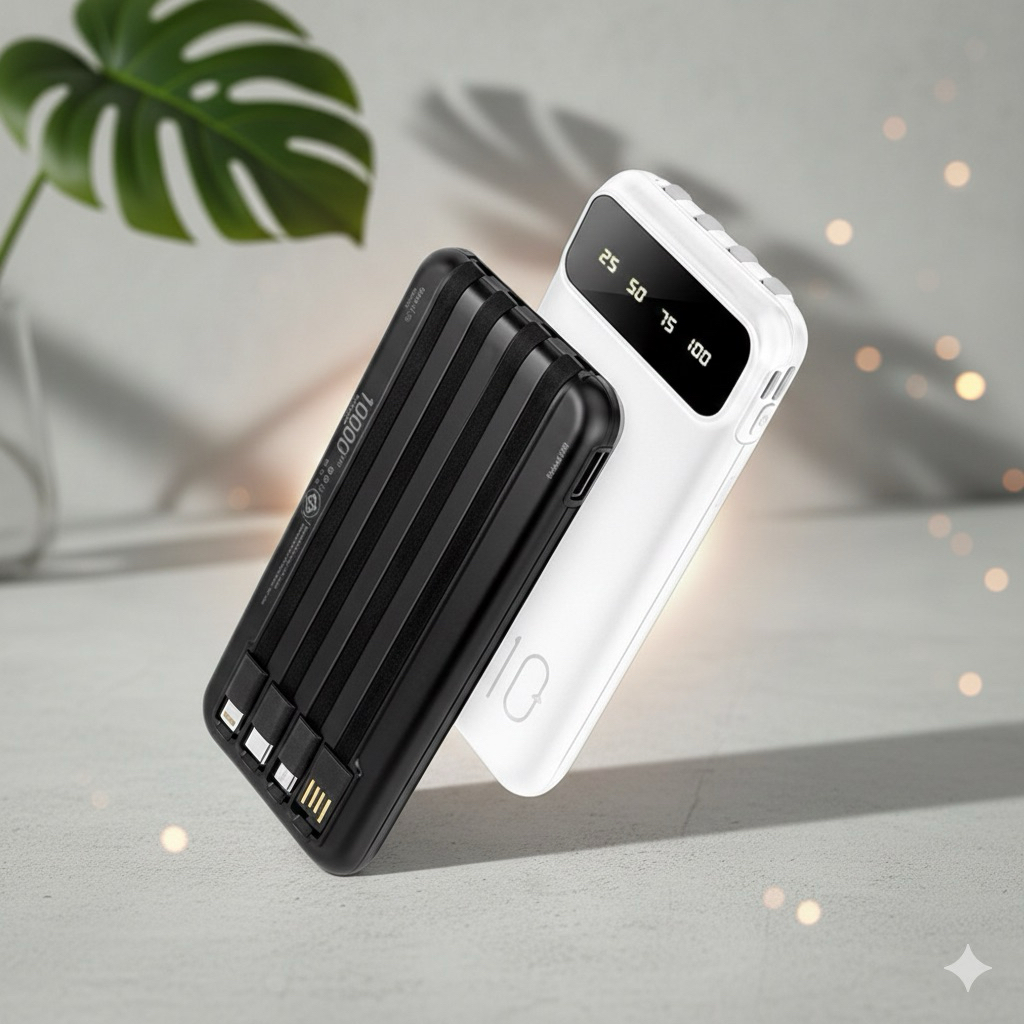 Asaki powerbank พาวเวอร์แบงค์ 10000 mAh มี(มอก) ชาร์จเร็ว 2A สายชาร์จv4IN1 รับประกัน 1 ปี