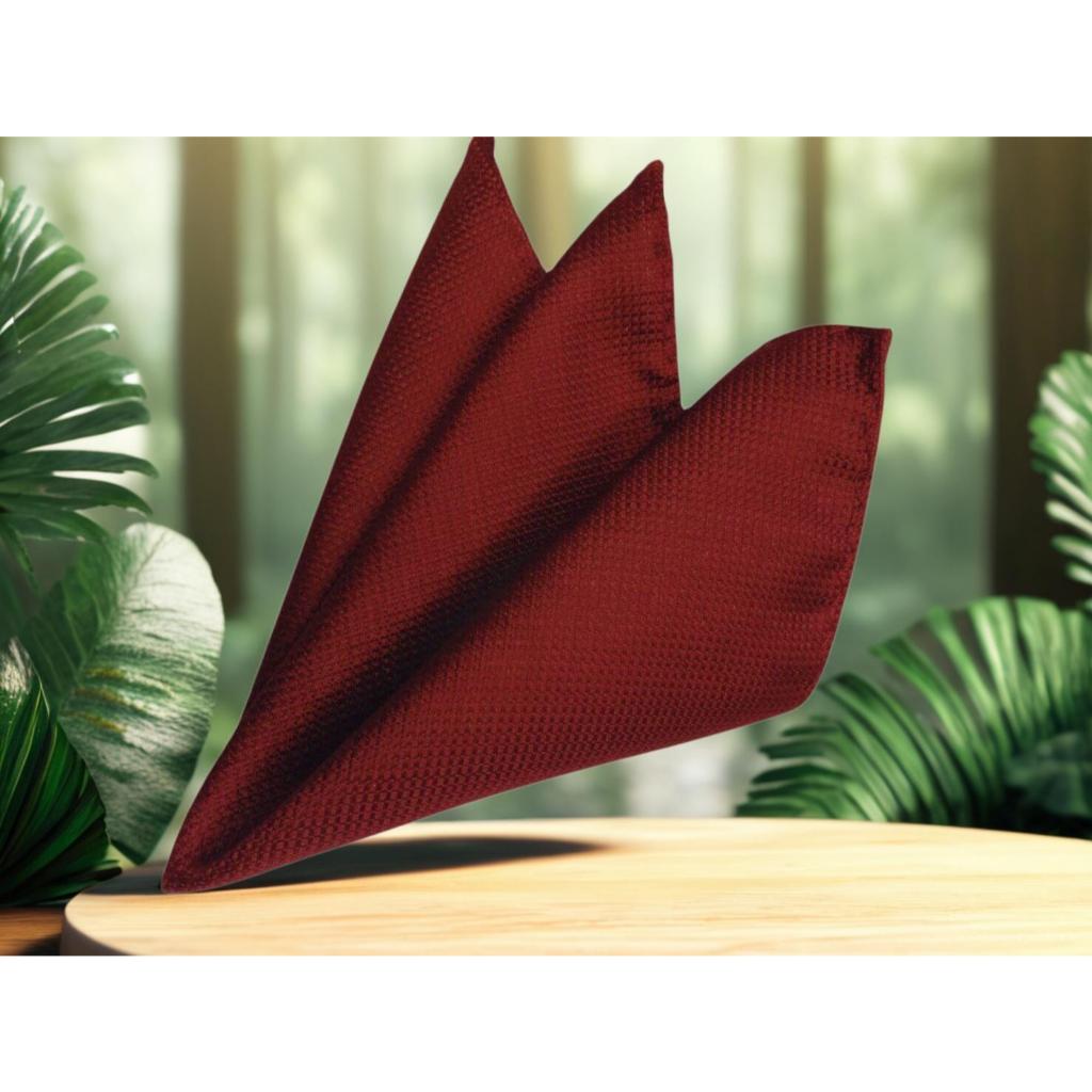 ผ้าเช็ดหน้าสีแดงเลือดหมูใส่กระเป๋าสูทเป็นผ้าผ้าคอตตอนอย่างดี Pocket Square - รูปที่ 2