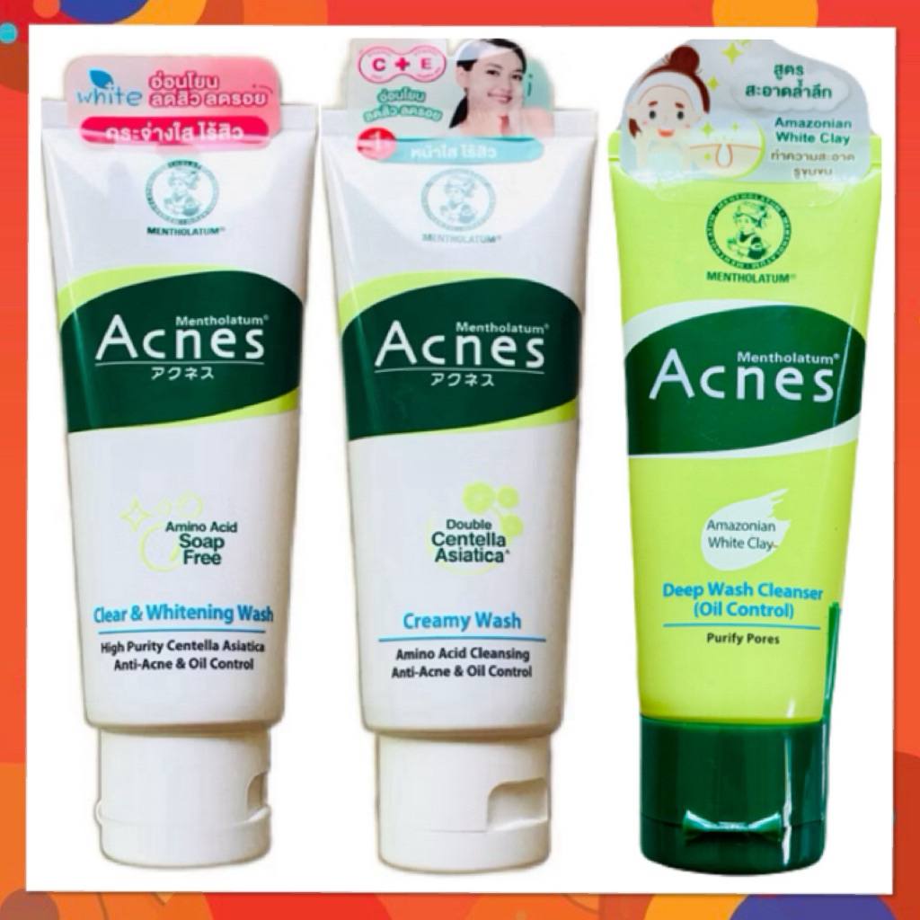 50g*2, 100g โฟมล้างหน้า เมนโทลาทั่ม Mentholatum Acnes Cleanser เมนโทลาทั่ม แอคเน่ส์ เคลียร์ริ่ง คลีนเซอร์ ขจัดสิวเสี้ยน