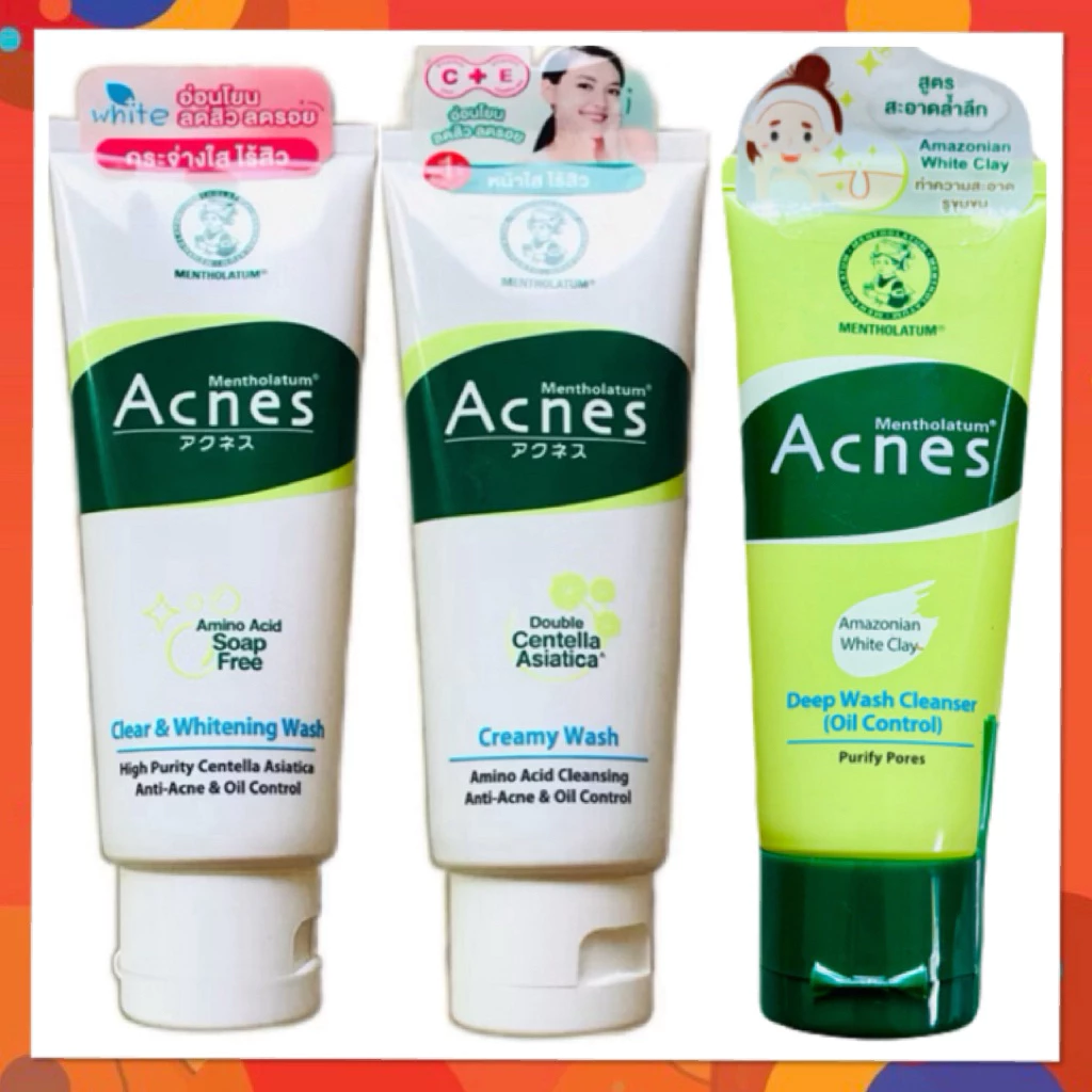 50g*2, 100g โฟมล้างหน้า เมนโทลาทั่ม Mentholatum Acnes Cleanser เมนโทลาทั่ม แอคเน่ส์ เคลียร์ริ่ง คลีนเซอร์ ขจัดสิวเสี้ยน