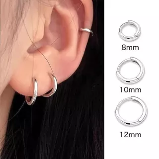 ต่างหูเงิน ทรงกลม 1 คู่ หนา 2 mm. ขนาด 8 / 10 / 12 mm. แบบยูนิเซ็กส์ ใส่ได้ทั้งญ/ช สไตลมินิมอล เกาหลีเกาใจ ส่งจากไทย!!!