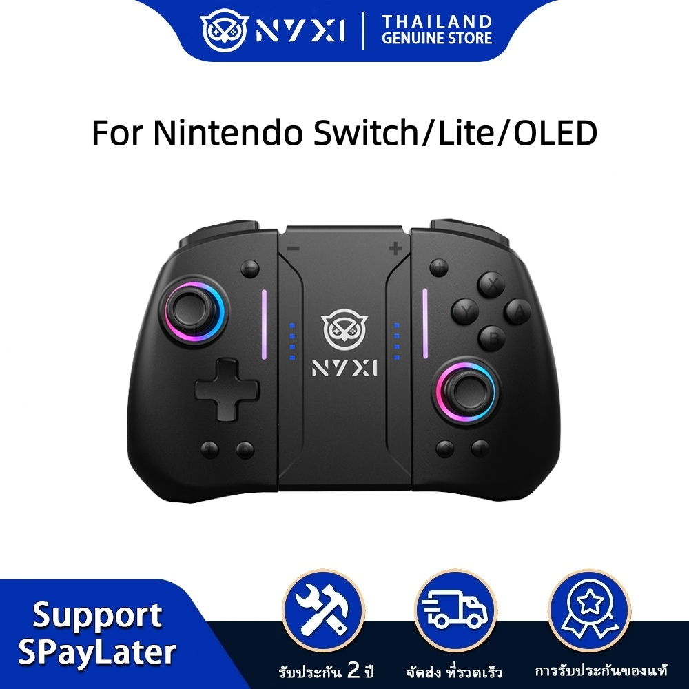 NYXI Hyperion Pro คอนโทรลเลอร์เกมไร้สายแบบ Hall Effect จอยสติ๊กแบบหายใจได้ ไฟ RGB ไจโรสโคป 6 แกน รุ่นสีดำ จัดส่งในพื้นที