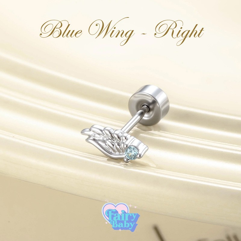 Fairybaby จิว Blue wing – Right ( 1 ชิ้น ) *ขวา* แป้นแบน จิวหู ปีกนางฟ้า สีฟ้า ข้างขวา 0.8 ยาว 6 mm (J3-173) ราคา ถูกที่สุด ดีลบีเคเค