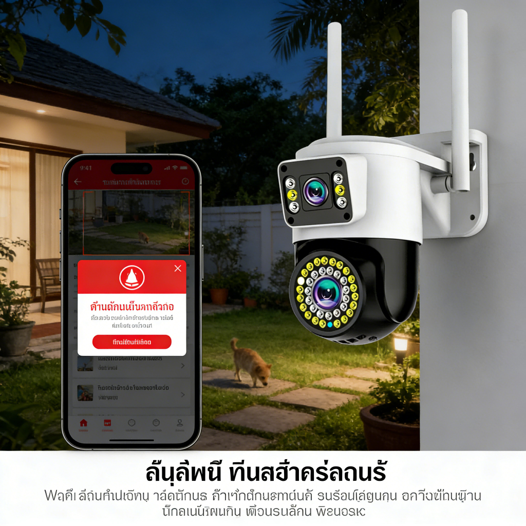 YOOSEE กล้องวงจรปิด ไร้สาย 8MP เลนส์คู่ กันน้ำ กลางคืนชัดเจน ตรวจจับเคลื่อนไหว 360° พูดคุยสองทาง รูปที่ 6