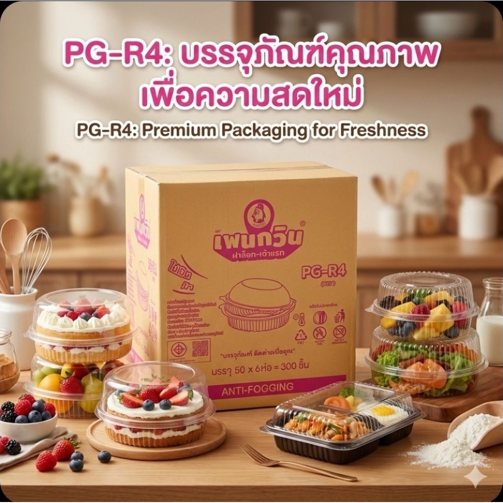 📦PG-R4 กล่องพลาสติกใส ฝาล็อค OPS จำนวน 50 ชิ้น.×6 แพค./300 ชิ้น.(ยกลัง).📦